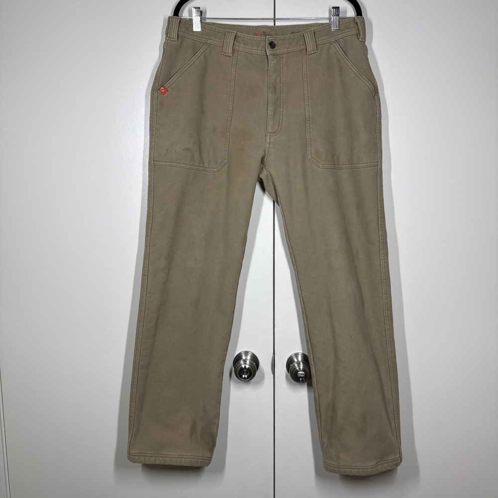 The American Outdoorsman Canvas Work Pants Mens 36/32 Stretch  Fleece Lined EUC